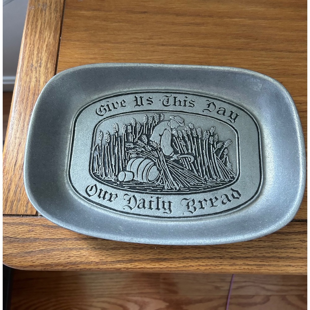 Wilton Armetale Give Us This Day Our Daily Bread Pewter Tray Harvest Wheat PA
